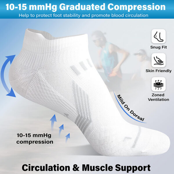 Hylaea Unisex Ultralight Sports Socks –6-Pair Pack (White) - Image 2
