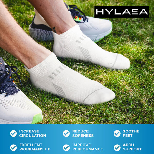 Hylaea Unisex Ultralight Sports Socks –6-Pair Pack (White) - Image 3