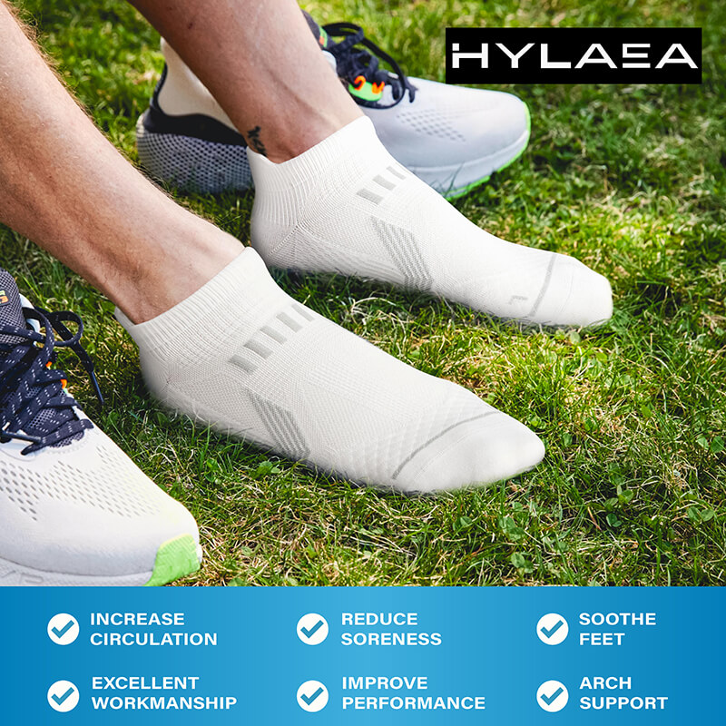 Hylaea Unisex Ultralight Sports Socks –6-Pair Pack (White)