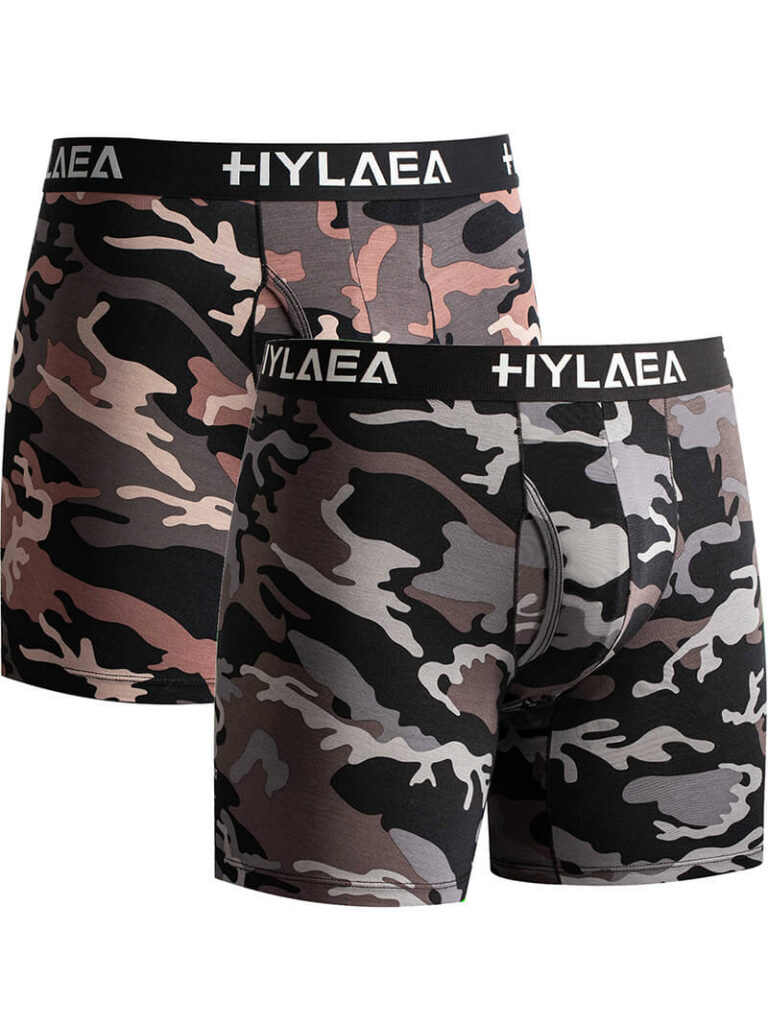 Hylaea Men's Bamboo Fiber Boxer Briefs – 2-Pack (Camouflage)