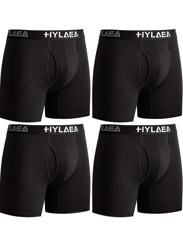 Hylaea Men's Bamboo Fiber Boxer Briefs, Black, 4-Pack - Image 1