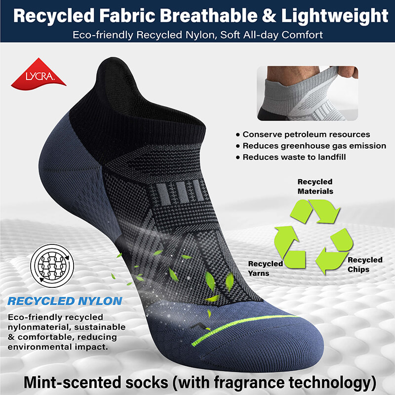 Hylaea Unisex Ultralight Sports Socks –6-Pair Pack (Blue)