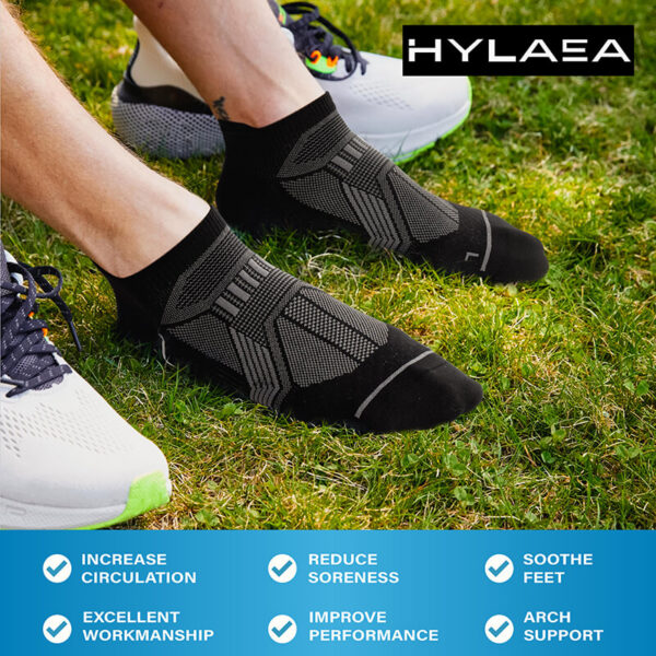 Hylaea Unisex Ultralight Sports Socks – 6-Pair Pack (Black) - Image 3