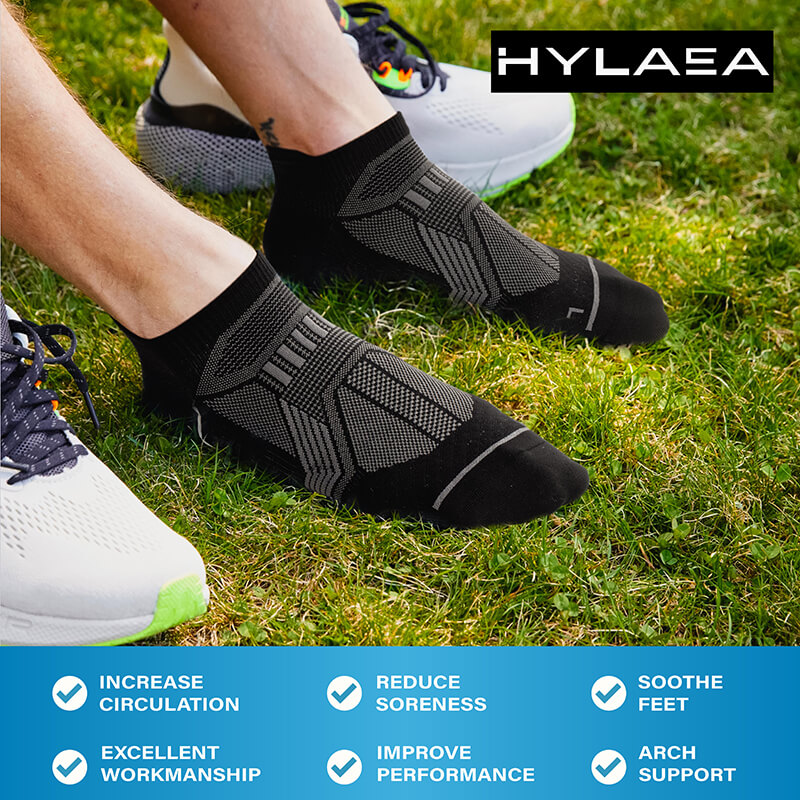 Hylaea Unisex Ultralight Sports Socks – 6-Pair Pack (Black)