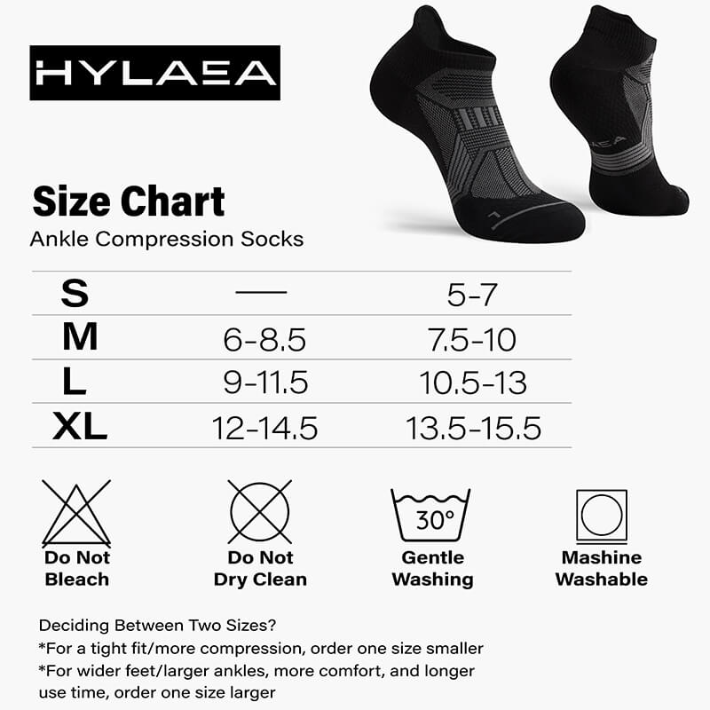Hylaea Unisex Ultralight Sports Socks – 6-Pair Pack (Black)