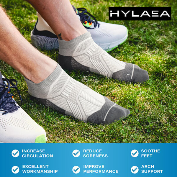 Hylaea Unisex Ultralight Sports Socks – 6-Pair Pack (Grey) - Image 3