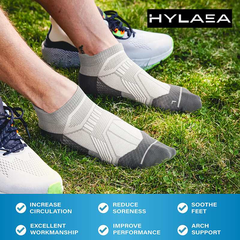 Hylaea Unisex Ultralight Sports Socks – 6-Pair Pack (Grey)
