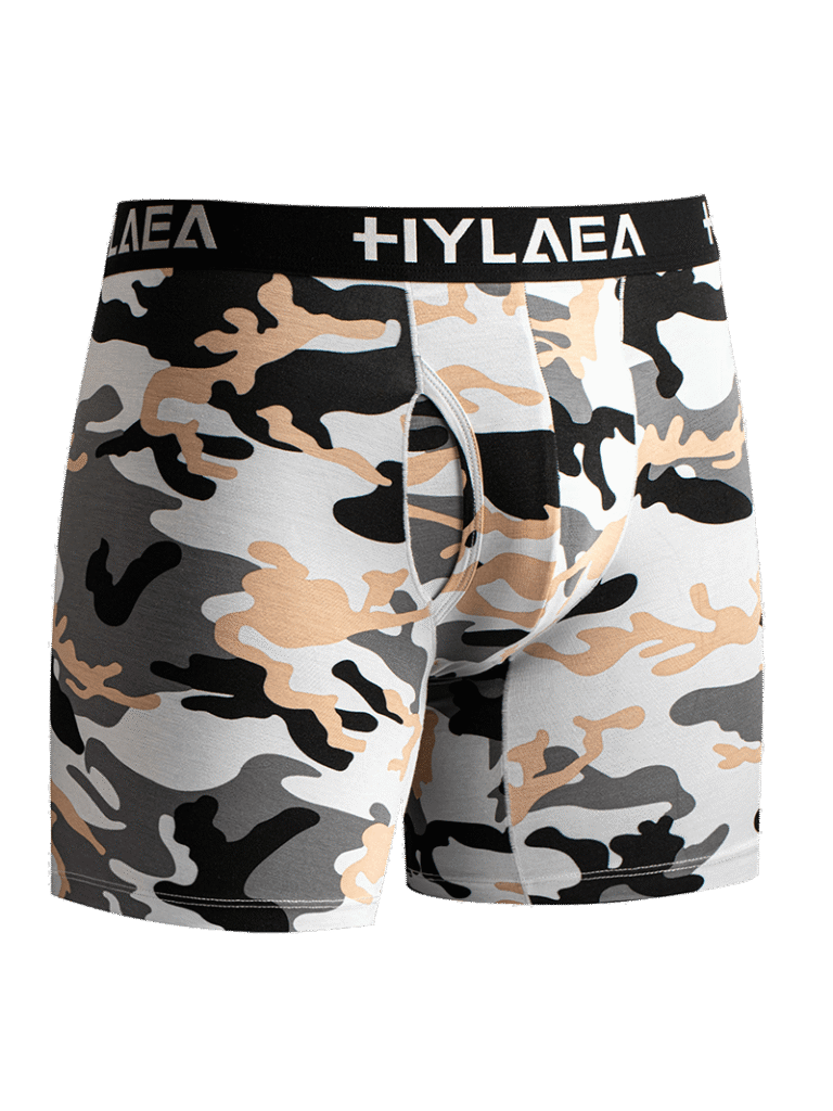 Hylaea Men's Bamboo Fiber Boxer Briefs, Camouflage Style, 4-Pack.