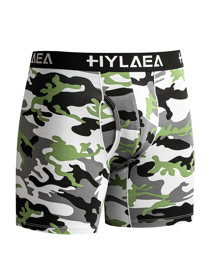 Hylaea Men's Bamboo Fiber Boxer Briefs, Camouflage Style, 4-Pack. - Image 2